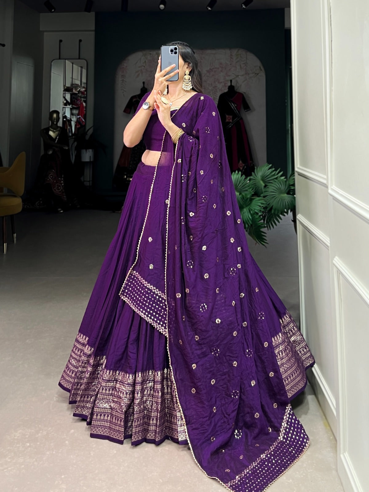 Chanderi Plain Lehenga Choli