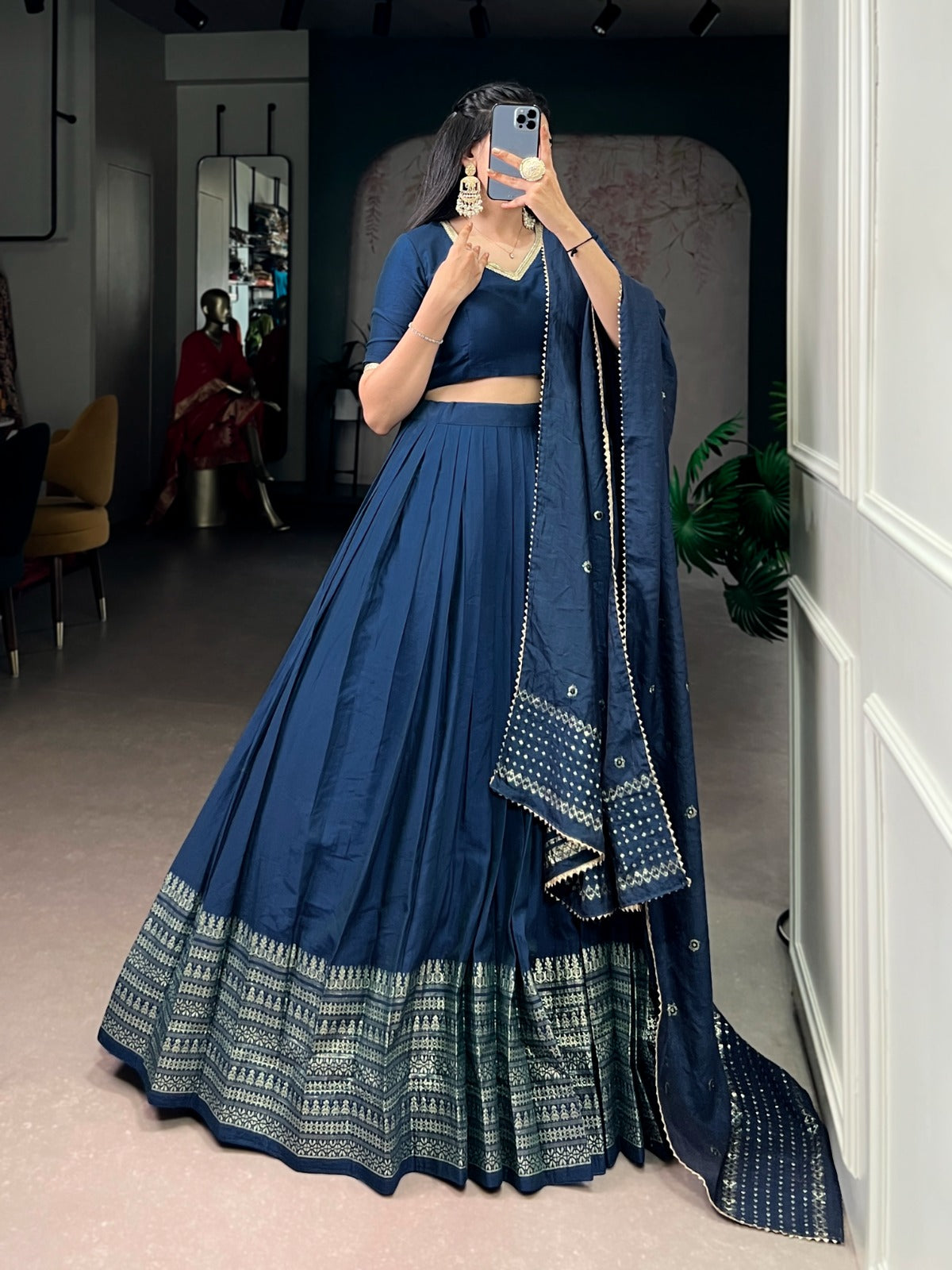 Chanderi Plain Lehenga Choli