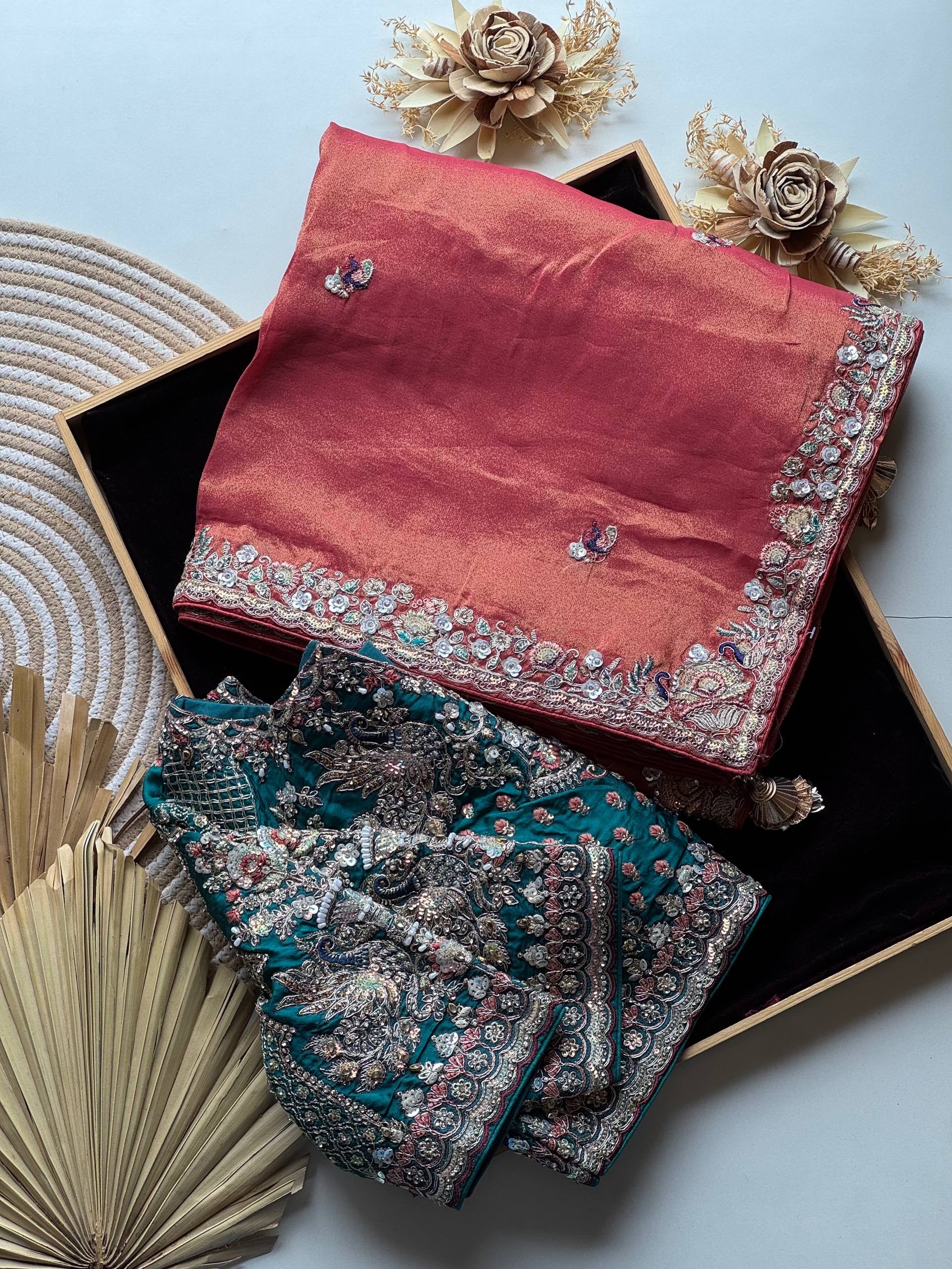 Rustic peach saree