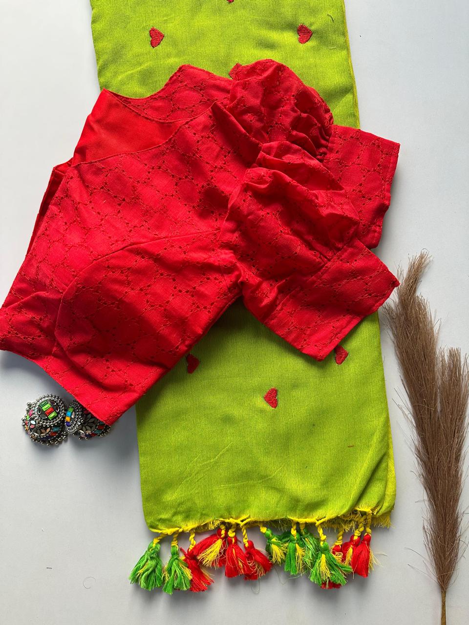 KAVYANI-KHADI COTTON SAREE WITH HAKOBA BLOUSE