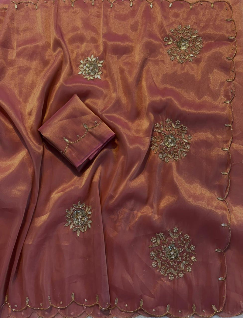 QALBI - DESIGNER SHIMMERY TISSUE SILK SAREE