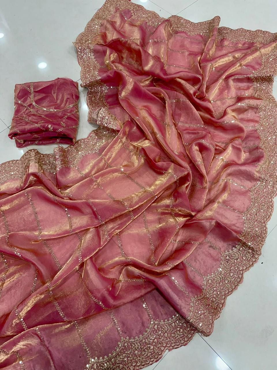 KIRANI - SPACE SATIN MULTI SEQUENCE EMBROIDERY SAREE