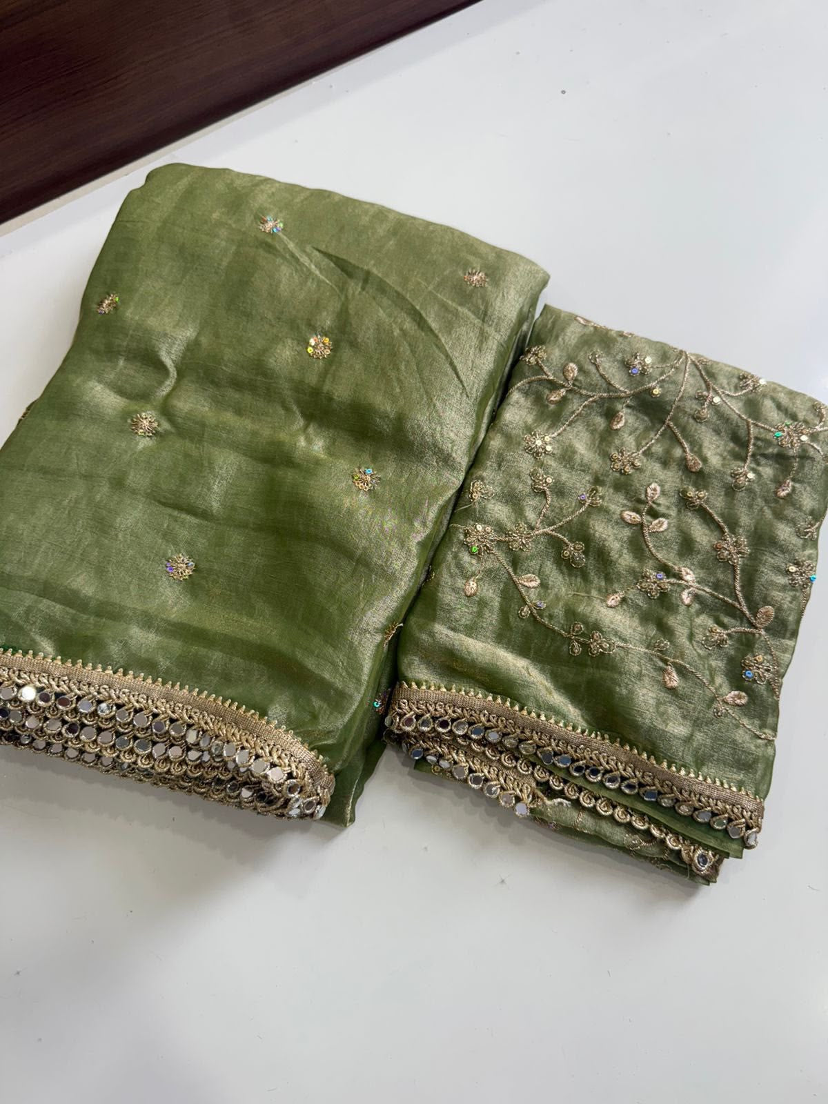 INIYA - SPACE SATIN MULTI SEQUENCE MIRROR LACE SAREE