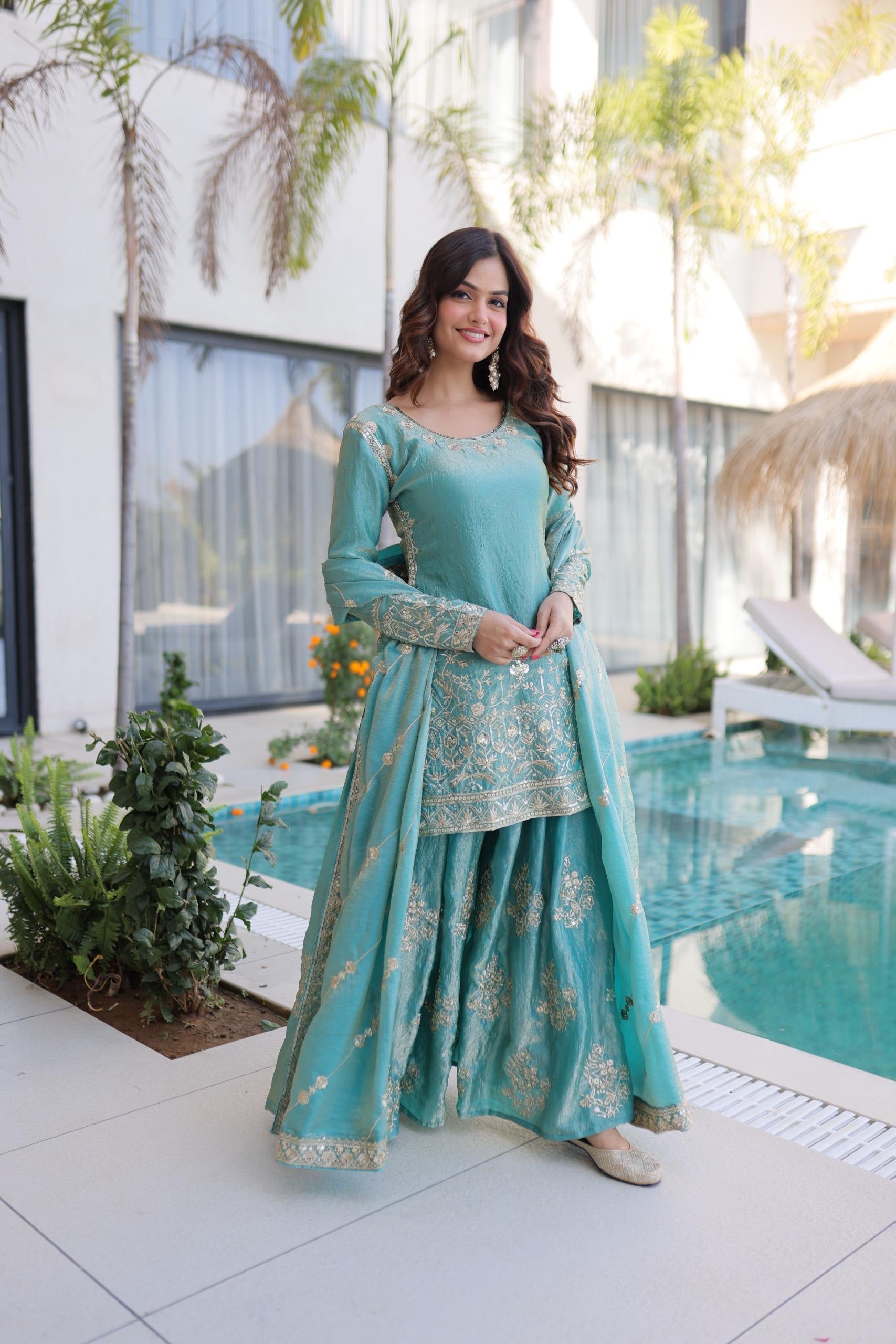 MEHTAB - Zari Sequins Sharara Set !