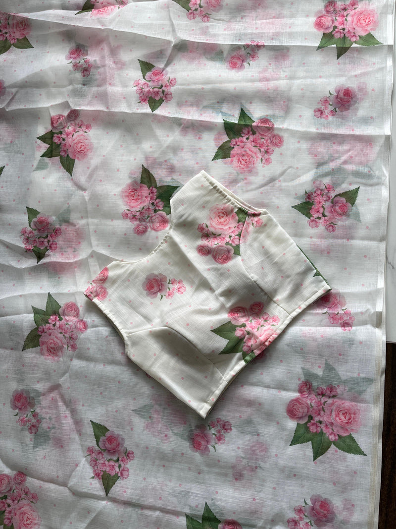 "MEBIYA"- Linen Printed Saree