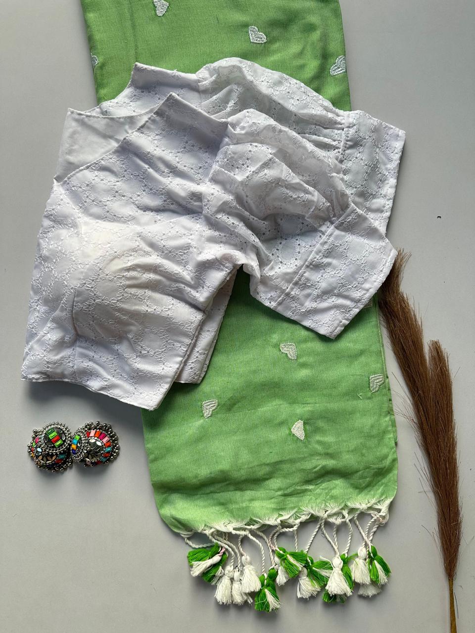 KAVYANI-KHADI COTTON SAREE WITH HAKOBA BLOUSE