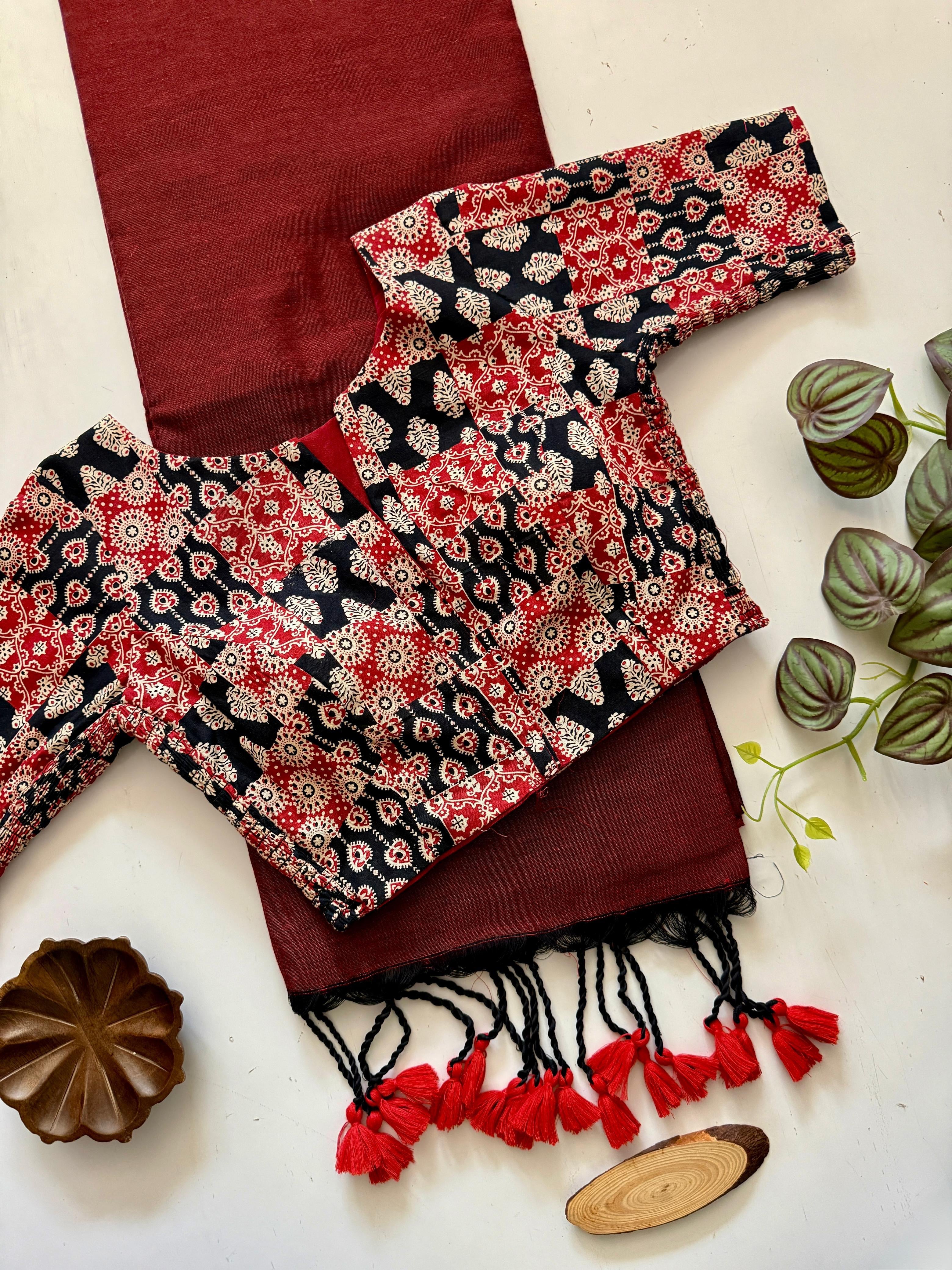 YAZHI - KHADI COTTON SAREE WITH STRETCHABLE BLOUSE