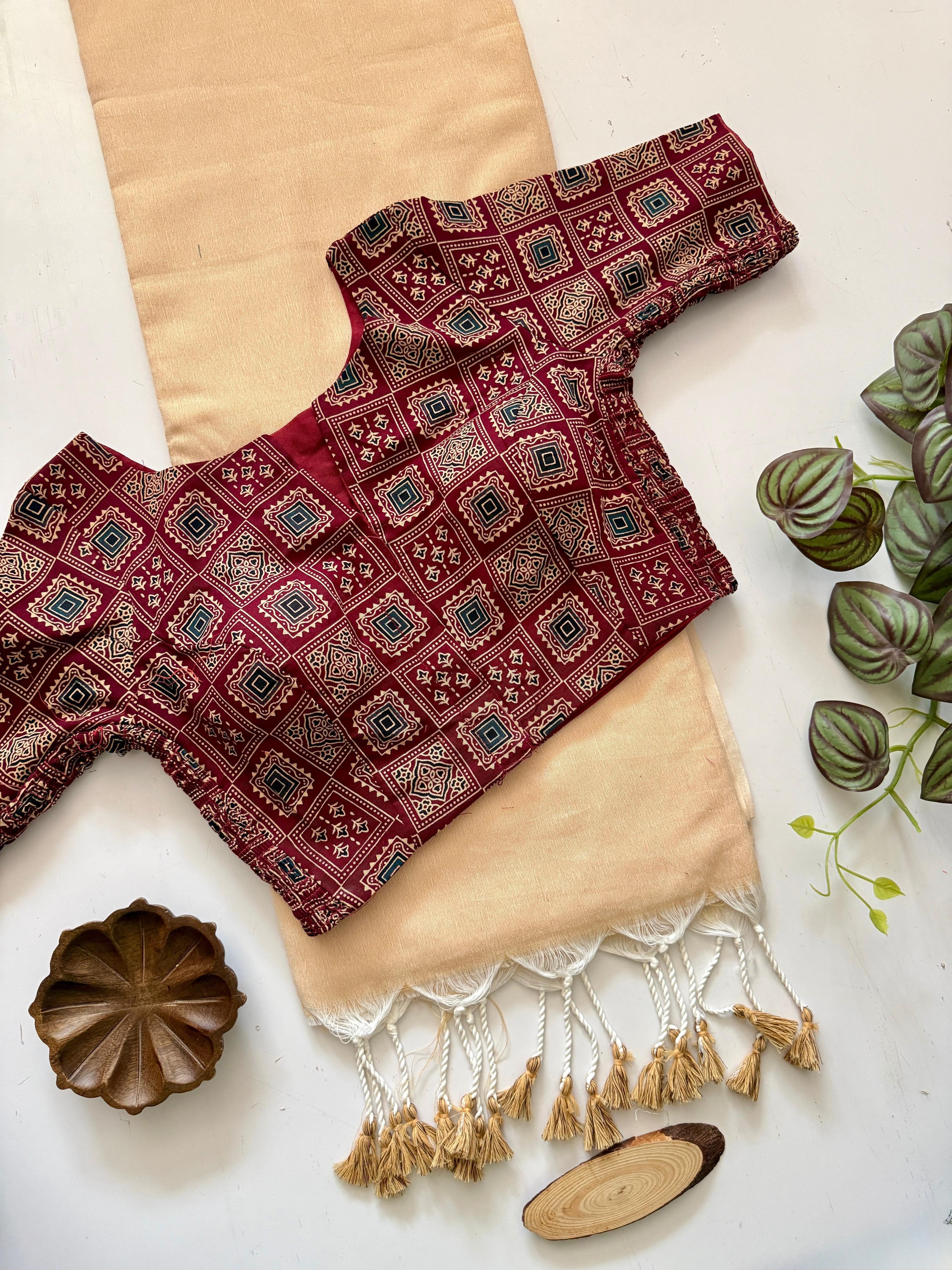 YAZHI - KHADI COTTON SAREE WITH STRETCHABLE BLOUSE