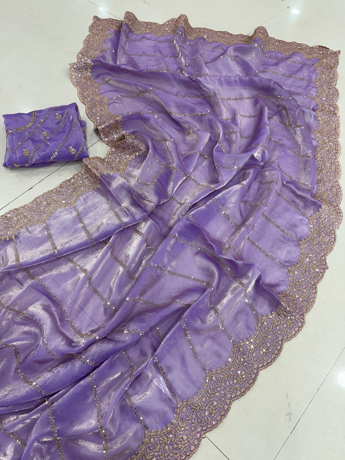 KIRANI - SPACE SATIN MULTI SEQUENCE EMBROIDERY SAREE