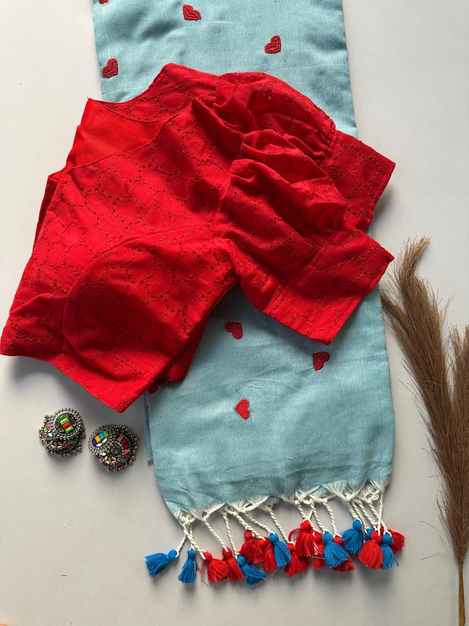 KAVYANI-KHADI COTTON SAREE WITH HAKOBA BLOUSE