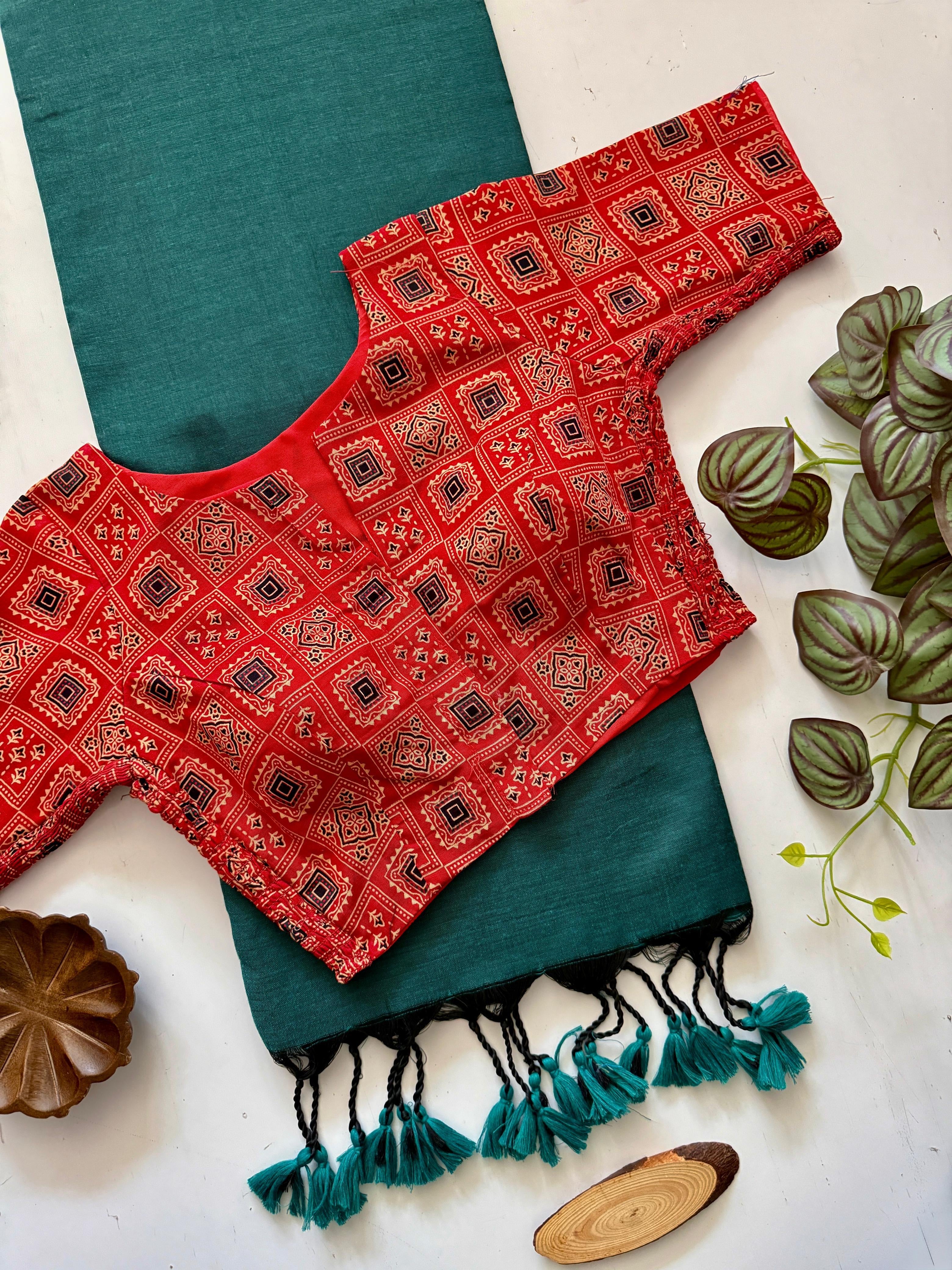 YAZHI - KHADI COTTON SAREE WITH STRETCHABLE BLOUSE
