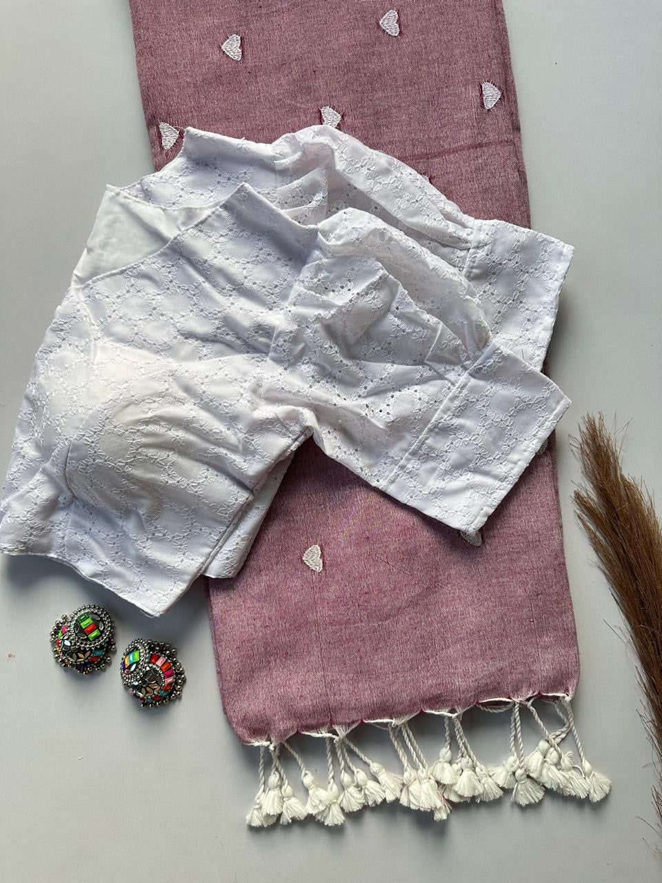 KAVYANI-KHADI COTTON SAREE WITH HAKOBA BLOUSE