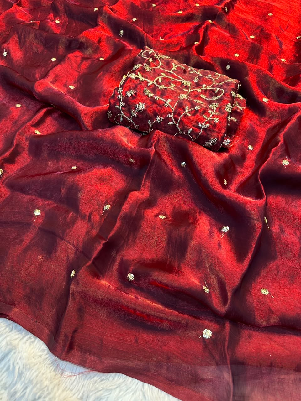 VAANI- Space Sattin Multi Sequence Emrodairy Saree
